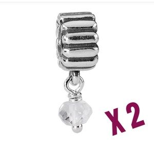 2 Pandora April Quartz Dangle Charm, Authentic